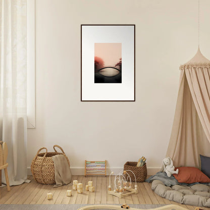 Framed wall art of a sunset over water, perfect for reflections silence room decor