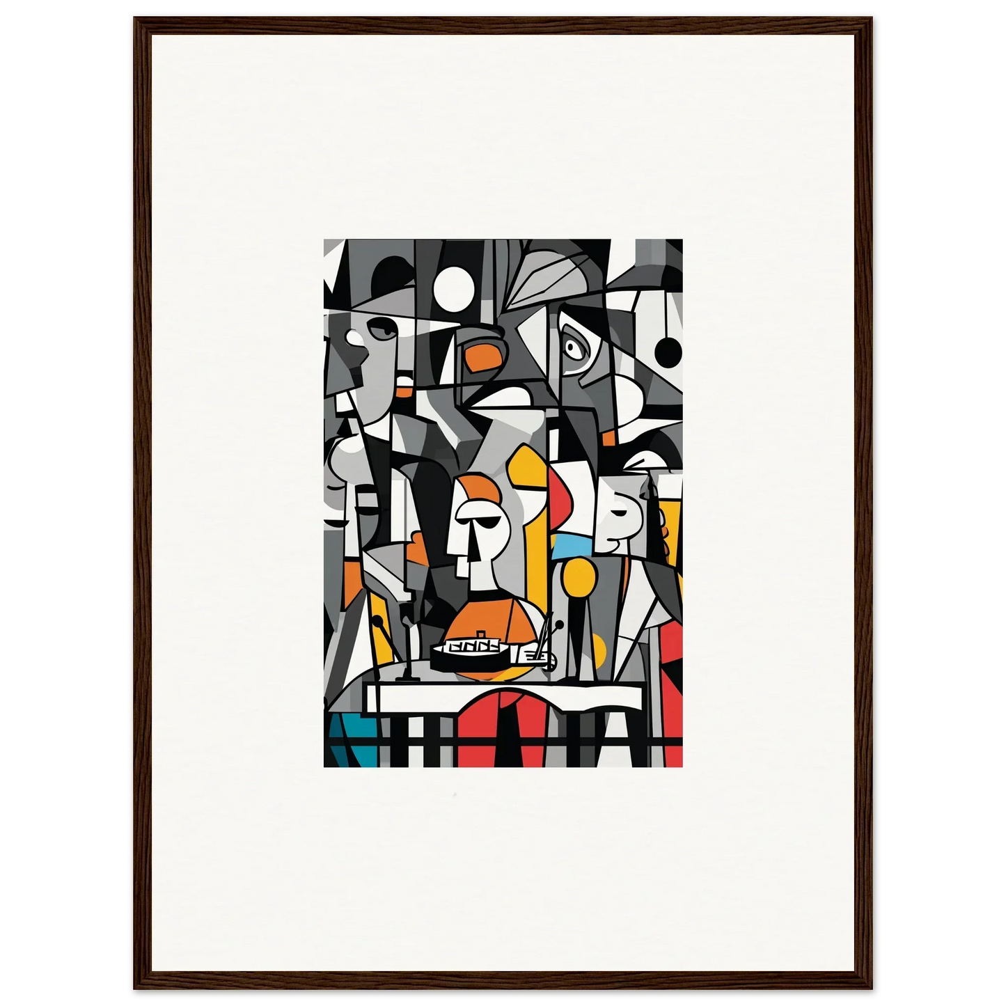 Abstract cubist-style painting with geometric shapes for Masters Pullulan room decor