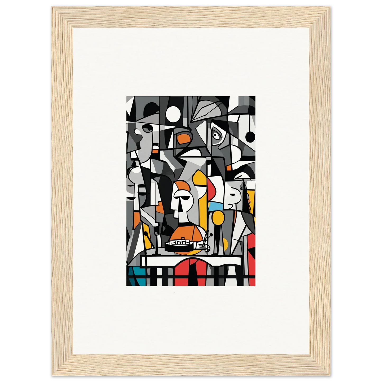 Abstract Cubist painting with geometric shapes for Masters Pullulan framed wall art decor