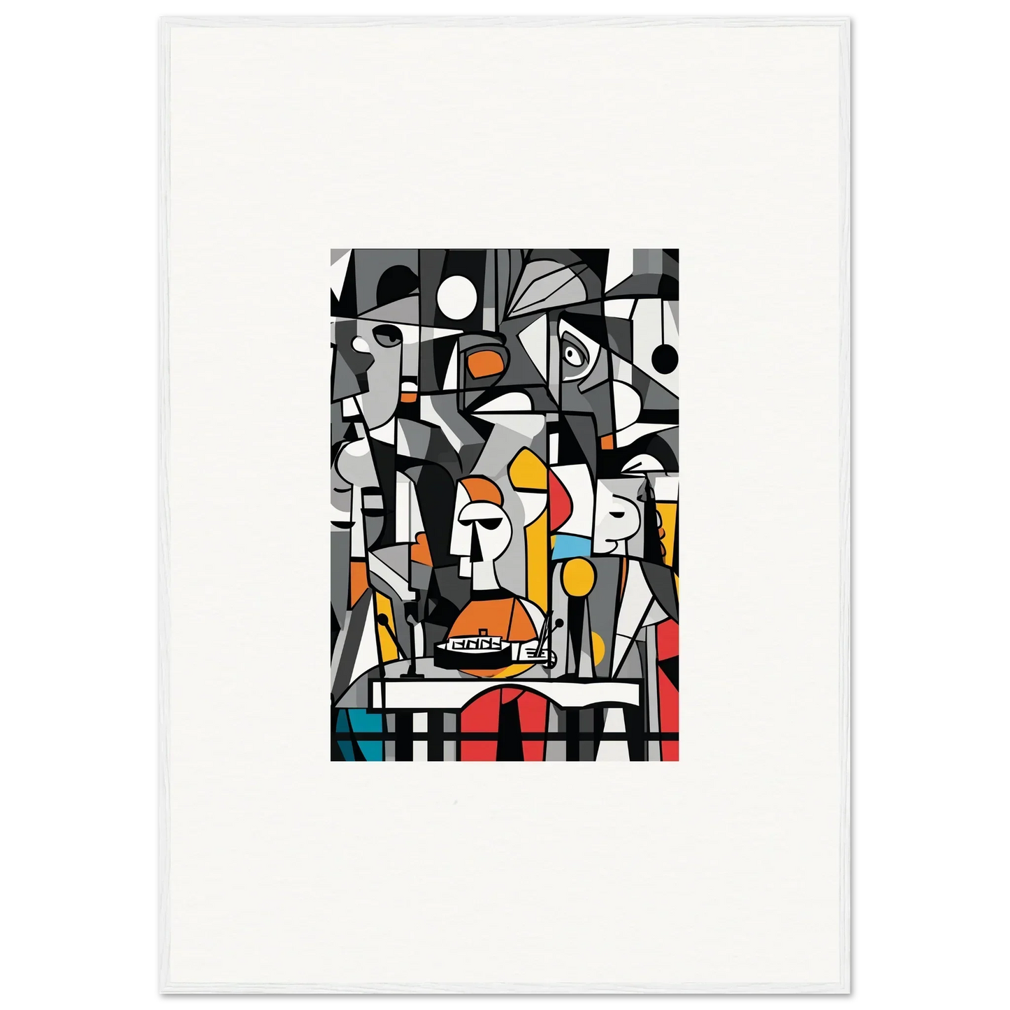 Abstract Cubist painting in black and white for Masters Pullulan framed wall art decor