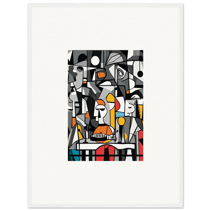 Abstract cubist-style painting with geometric shapes and bold colors for Masters Pullulan room decor