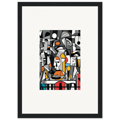 Abstract cubist painting with vibrant colors, ideal for Masters Pullulan room decor