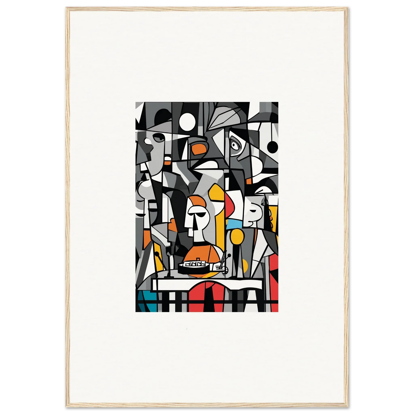 Abstract cubist-style painting with geometric shapes for Masters Pullulan room decor