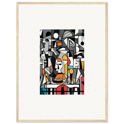 Abstract cubist painting in black, white, and gray for Masters Pullulan room decor