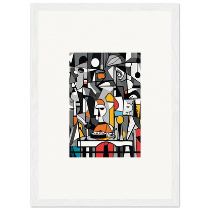 Abstract cubist-style painting with geometric shapes, perfect for Masters Pullulan room decor