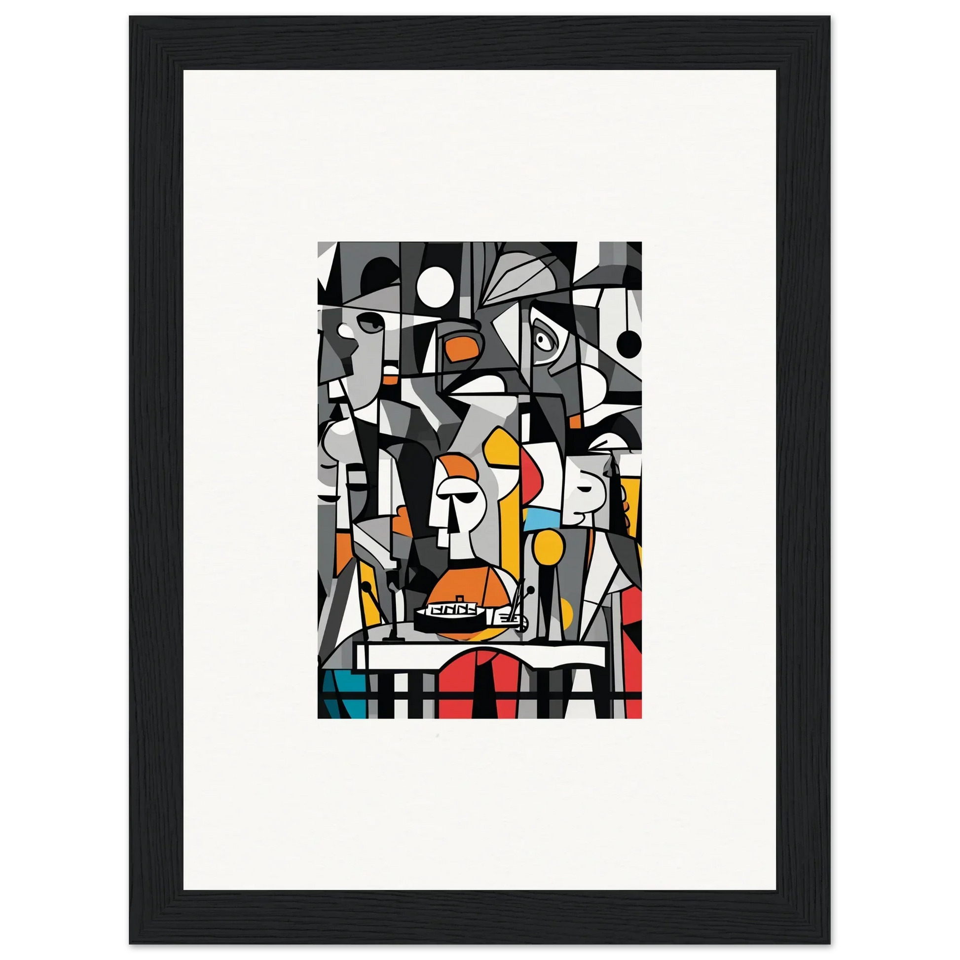 Abstract cubist painting in vibrant colors, ideal for Masters Pullulan room decor