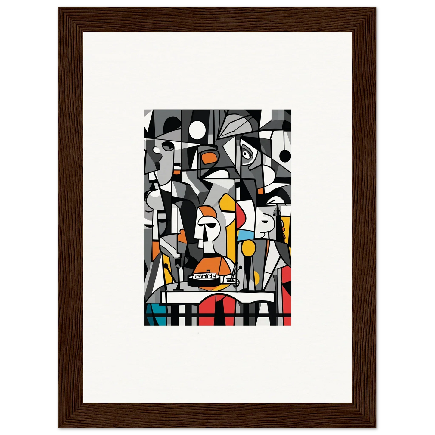 Abstract cubist painting with vibrant colors, perfect for Masters Pullulan room decor