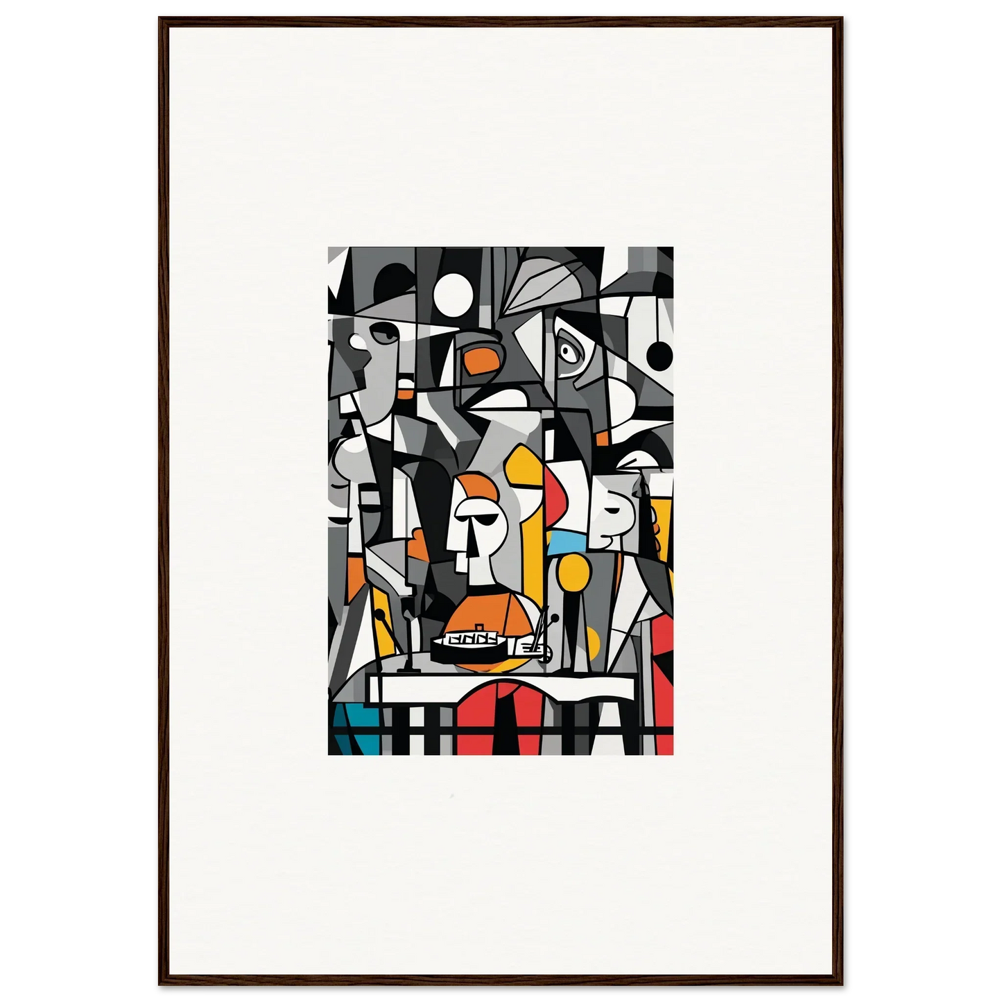 Abstract cubist painting with geometric shapes for Masters Pullulan room decor framed wall art