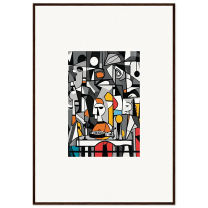 Abstract cubist painting with geometric shapes for Masters Pullulan room decor framed wall art