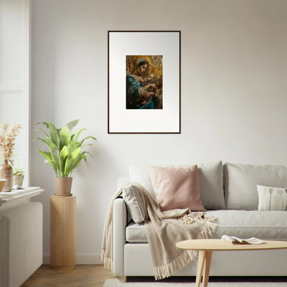 Framed wall art of a mystical figure with long hair for Halo Ricochet room decor