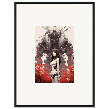 Anime-style female figure with robots in the Mechanical Amour Reverie canvas print