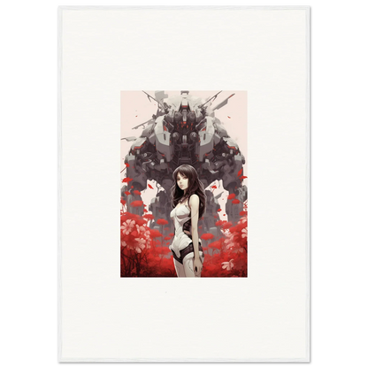 Anime-style woman in white outfit, perfect for Amour Reverie room decoration canvas print