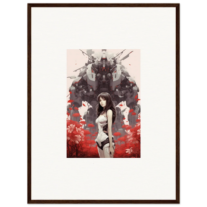 Anime-style female figure in Mechanical Amour Reverie canvas print for cool room decoration