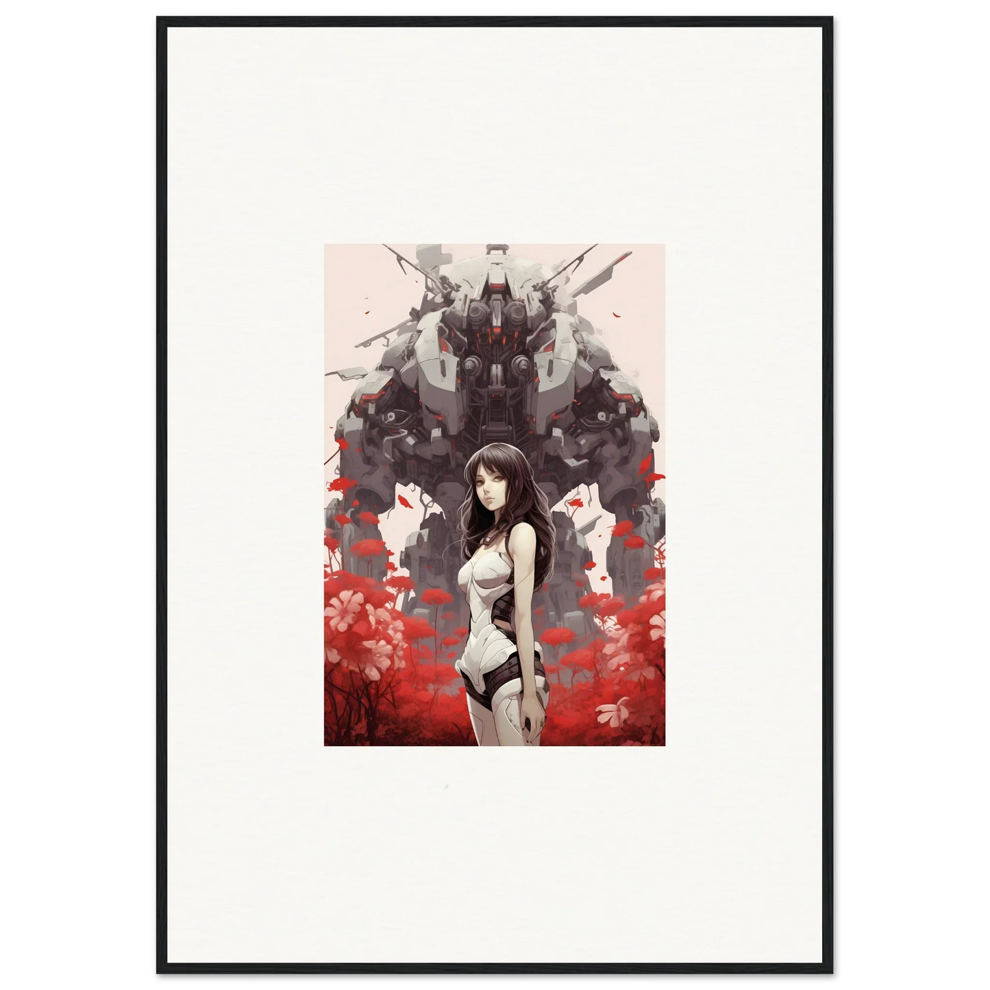 Framed canvas print of an anime-style character in Mechanical Amour Reverie for room decoration