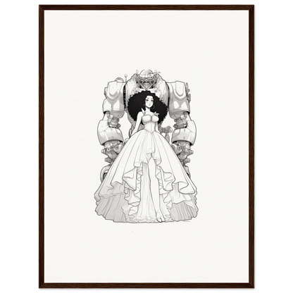 Black and white illustration of a woman in a gown for Fables Aflame canvas print