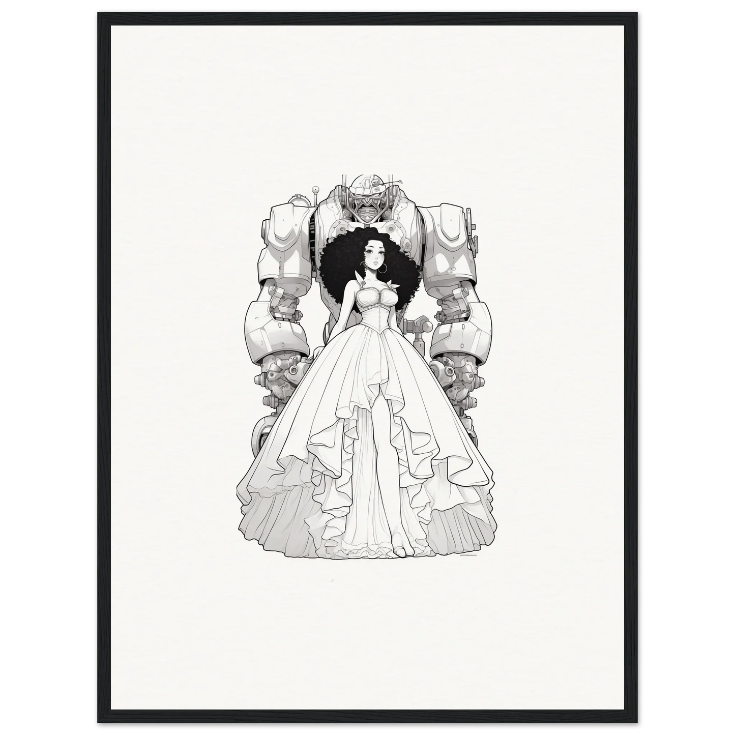 Black and white woman in gown by ornate columns, perfect for Fables Aflame canvas print