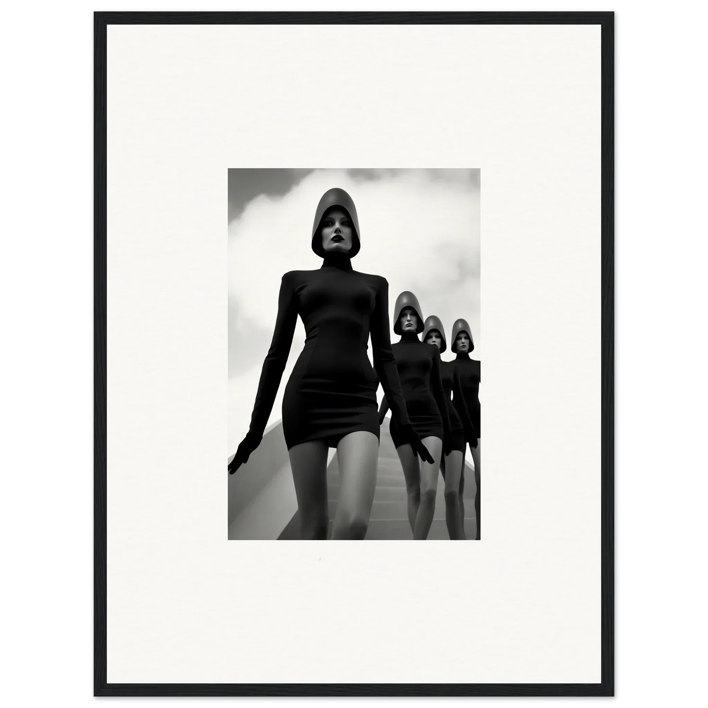 Black and white image of models in short dresses, ideal for Venus Phantoms wall art