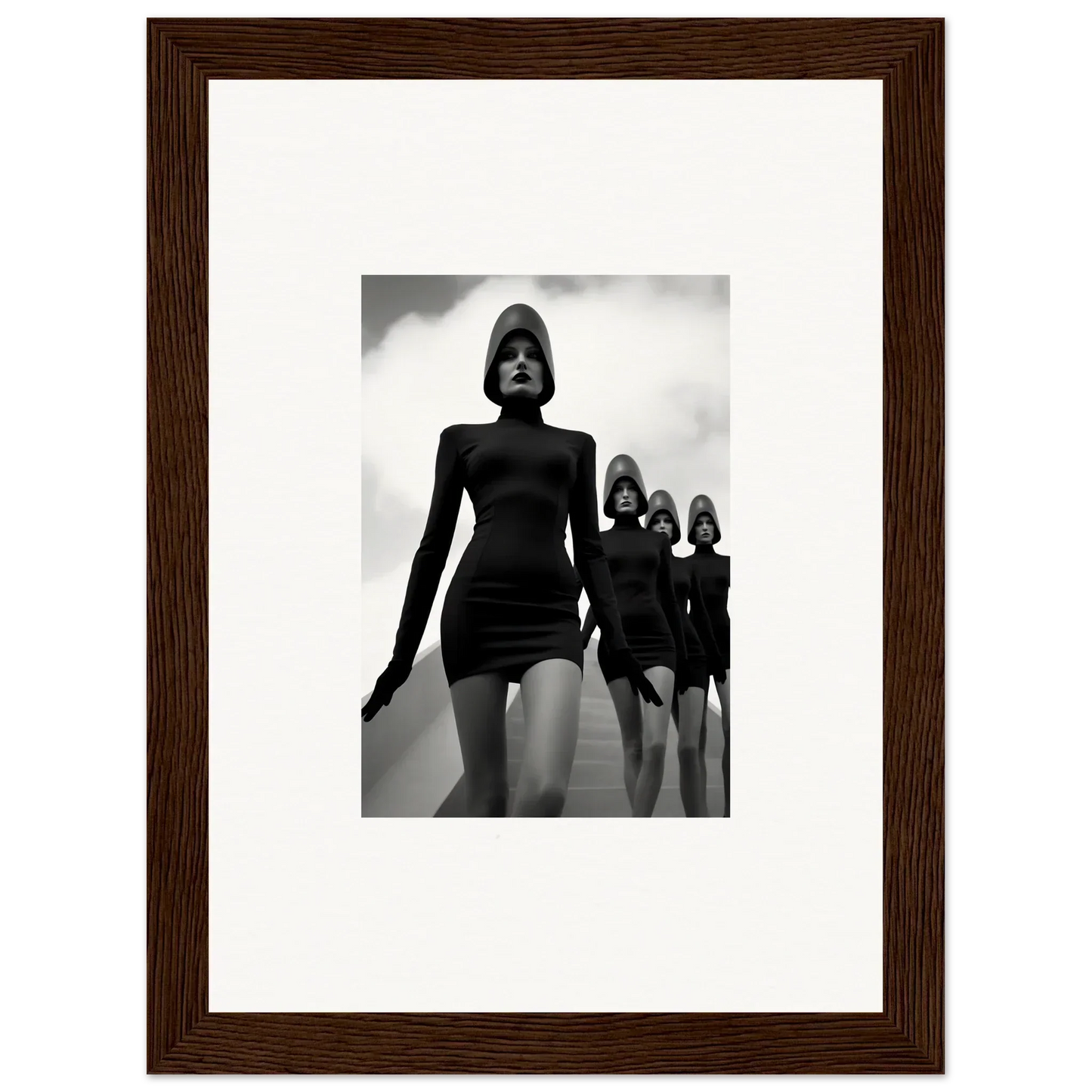 Black and white photo of Venus Phantoms models in stylish dresses for wall art décor