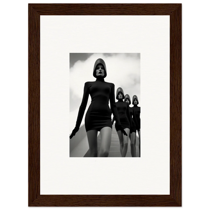 Black and white photo of Venus Phantoms models in stylish dresses for wall art décor