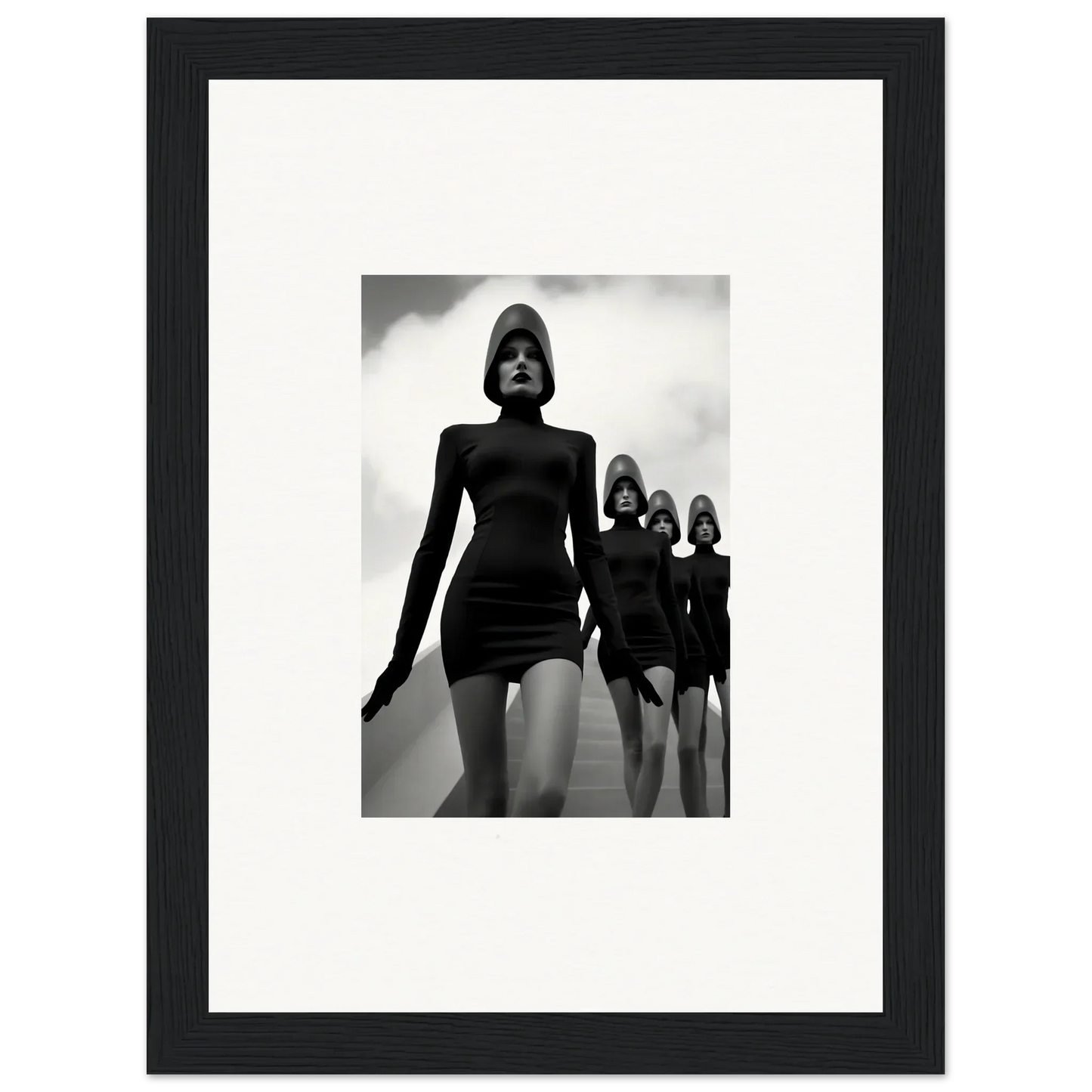 Black and white image of women in short dresses for Venus Phantoms framed wall art