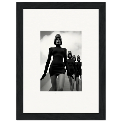 Black and white image of women in short dresses for Venus Phantoms framed wall art