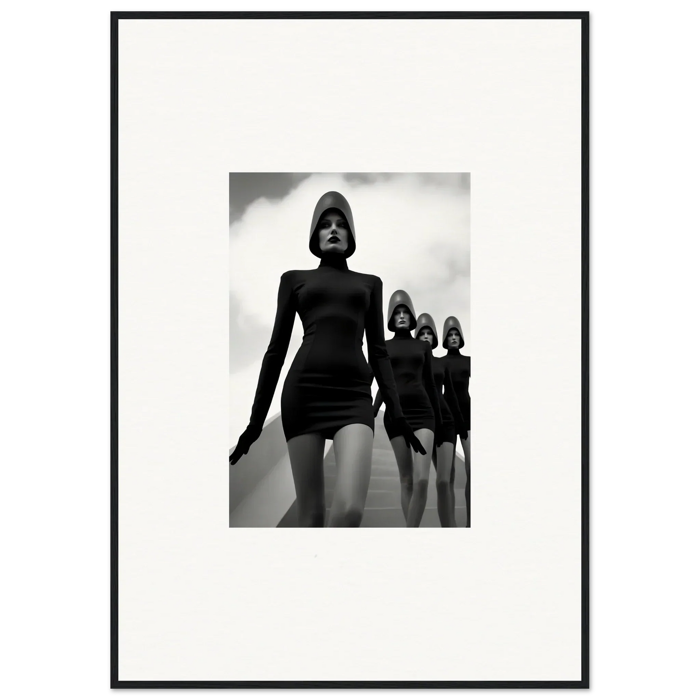 Black and white image of models in short dresses, ideal for Venus Phantoms wall art