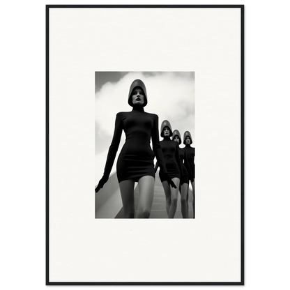 Black and white image of models in short dresses, ideal for Venus Phantoms wall art