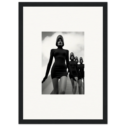 Black and white photo of models in dresses, perfect for Venus Phantoms wall art decor