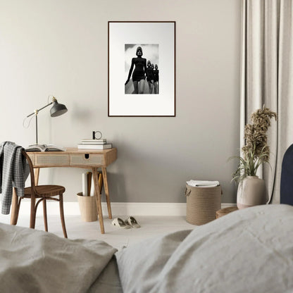 Framed black and white photo of two silhouettes for Venus Phantoms room decor