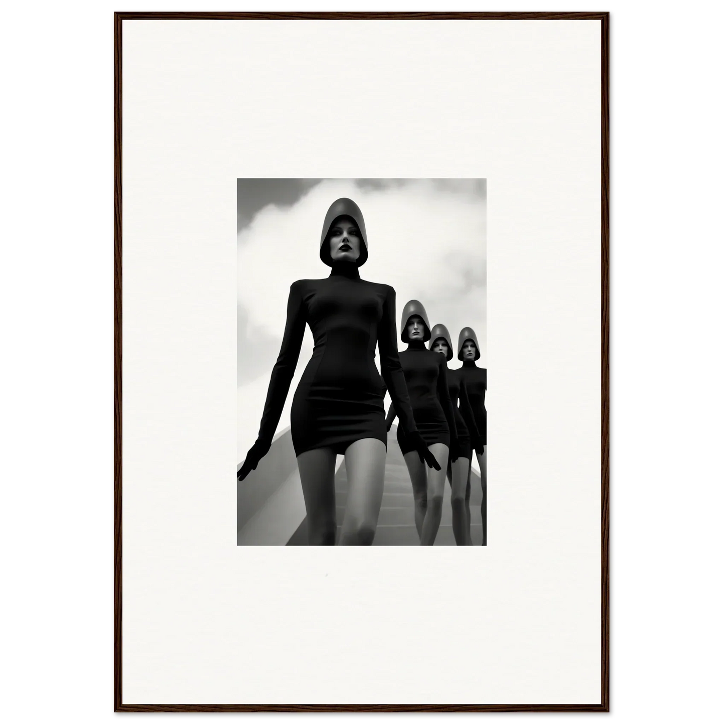 Black and white photo of models in short dresses for Venus Phantoms wall art decor