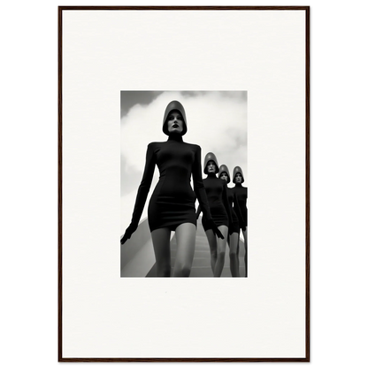 Black and white photo of models in short dresses for Venus Phantoms wall art decor