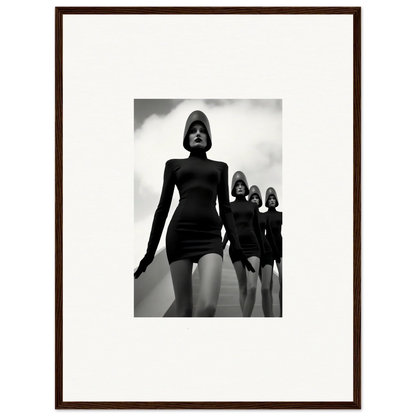 Black and white photo of models in dresses, perfect for Venus Phantoms wall art decor