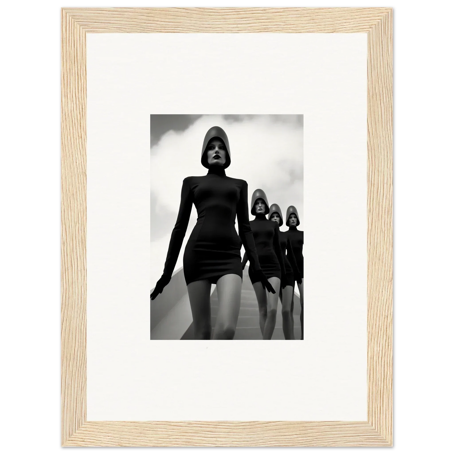 Black and white photo of Venus Phantoms models in short dresses for framed wall art