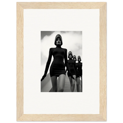 Black and white photo of Venus Phantoms models in short dresses for framed wall art