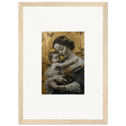 Framed canvas print of a woman cradling a baby in Velvet Embrace for perfect room decoration