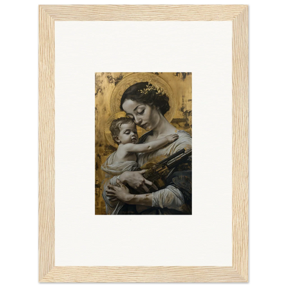 Framed canvas print of a woman and baby for cozy room decoration, Velvet Embrace