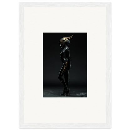 Metallic humanoid figure profile for noise threshold themed framed wall art