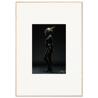 Metallic humanoid figure in profile, ideal for noise threshold-themed room decor