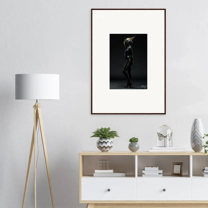 Framed black and white nude figure photograph for elegant room decor and wall art