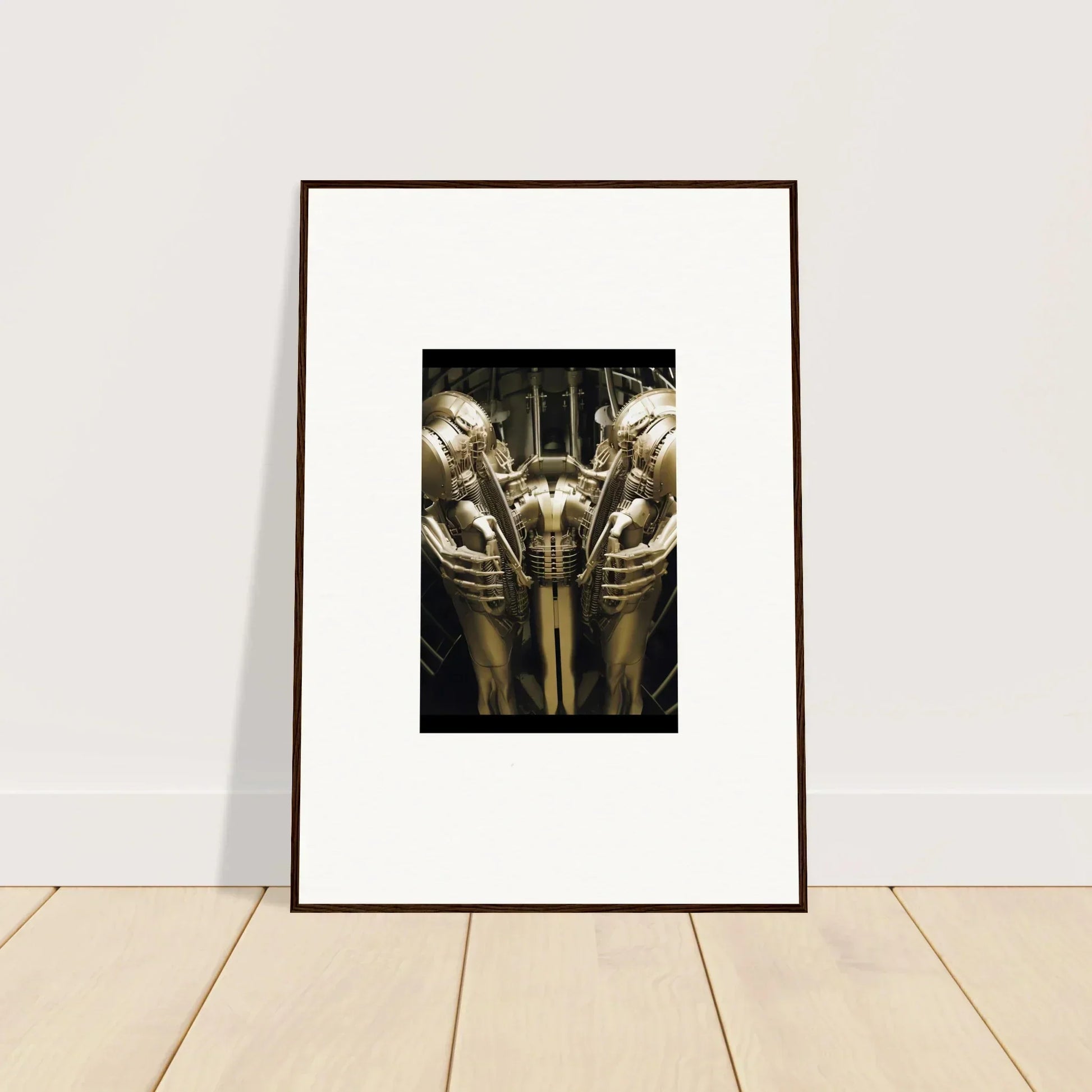 Framed wall art of metallic humanoid figures enhancing dreams ballet room decor