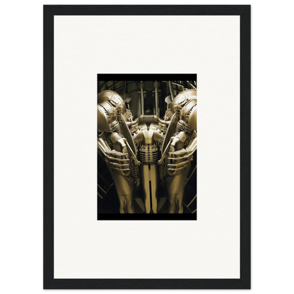 Symmetrical metallic humanoid figures in Metal Dreams Ballet framed wall art for room decor