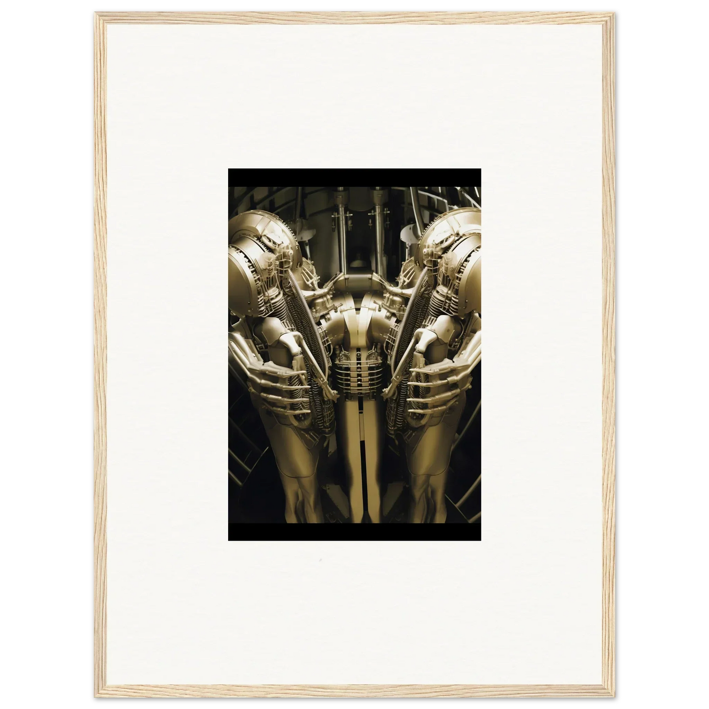 Symmetrical metallic sculpture of alien-like figures for Dreams Ballet room decor