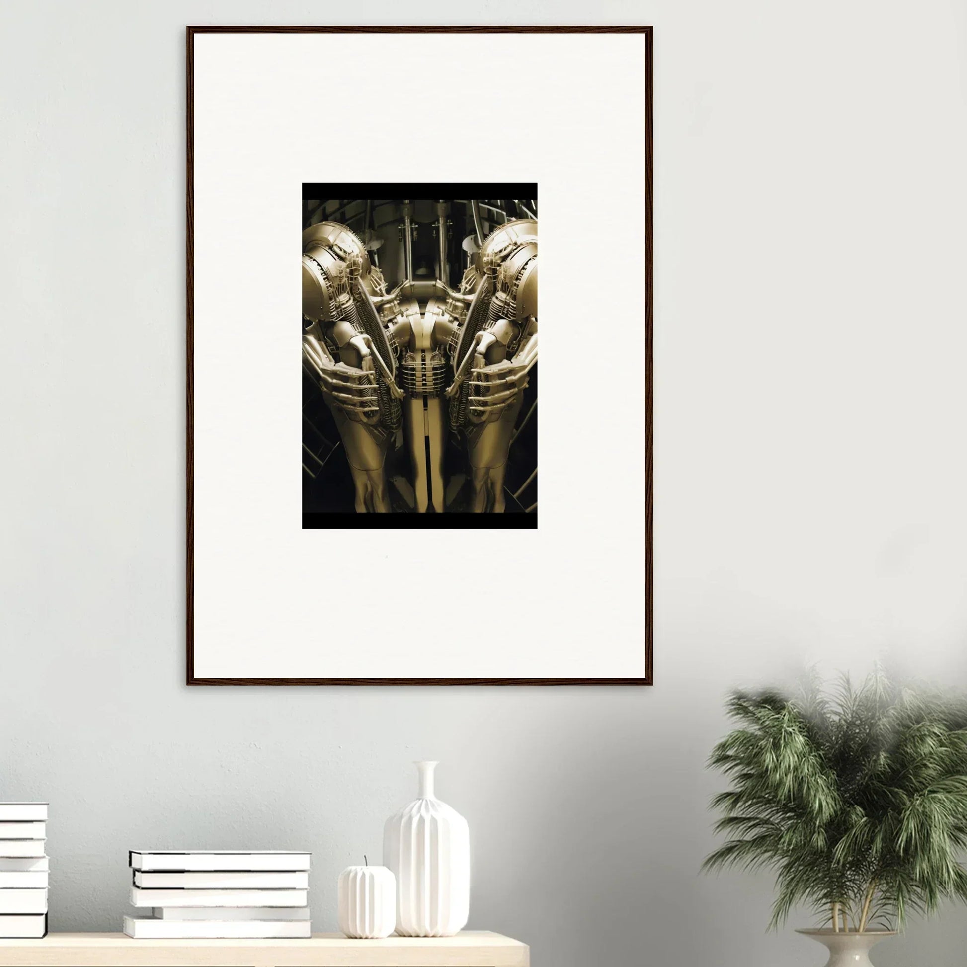 Framed wall art of mirrored figures in gold attire for elegant room decor and dreams ballet