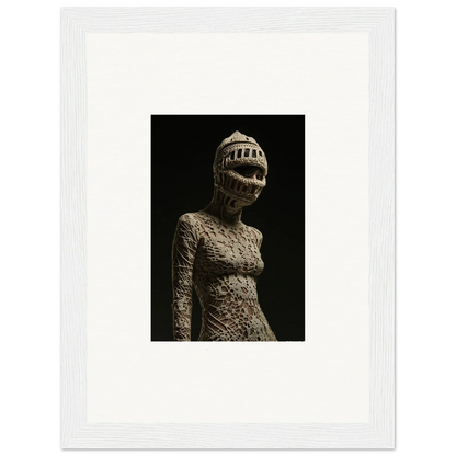 Textured humanoid sculpture head as unique room decor for framed wall art or canvas prints