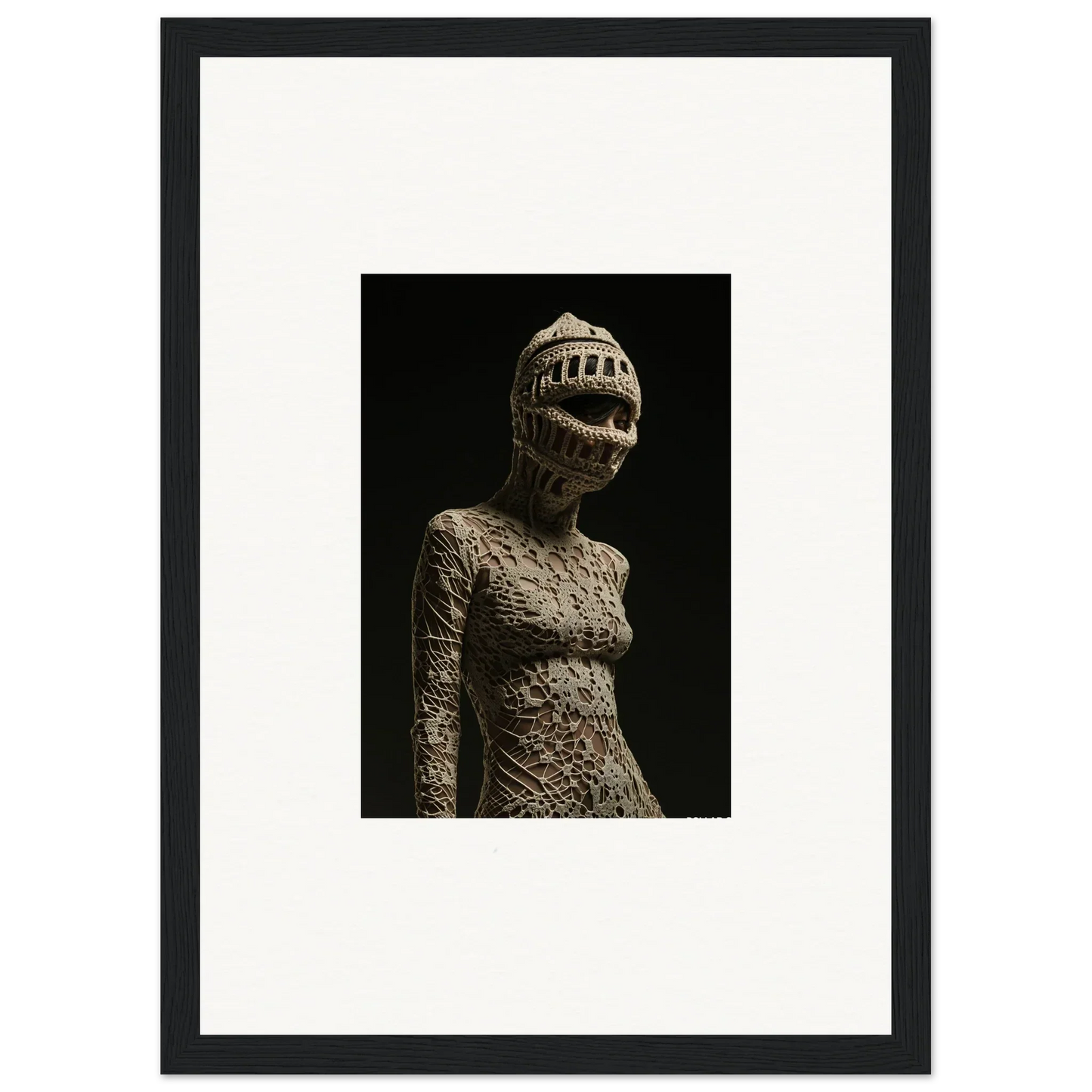 Eerie humanoid sculpture head with tooth-filled mouth for unique room decor canvas print