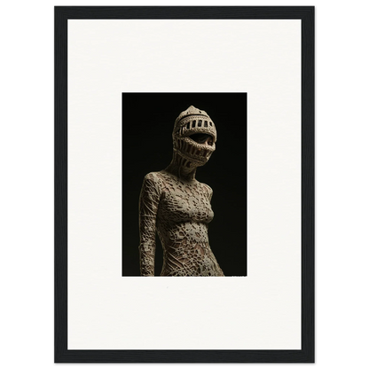 Eerie humanoid sculpture head with tooth-filled mouth for unique room decor canvas print