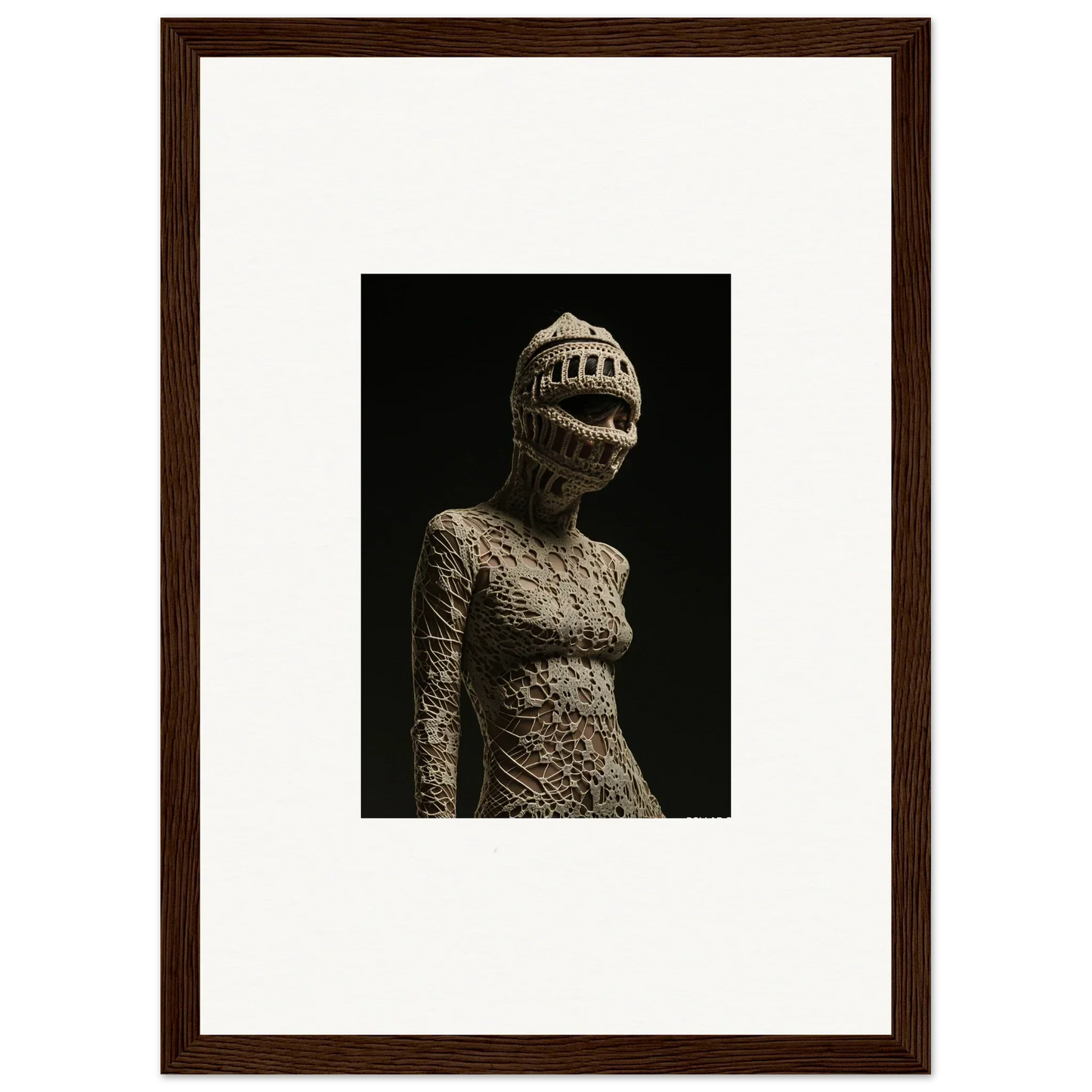 Eerie humanoid sculpture with tooth-lined mouth in Metamorphic Dreamsweaver canvas print