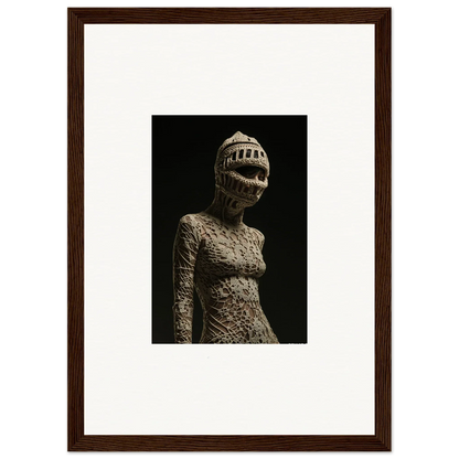 Eerie humanoid sculpture with tooth-lined mouth in Metamorphic Dreamsweaver canvas print