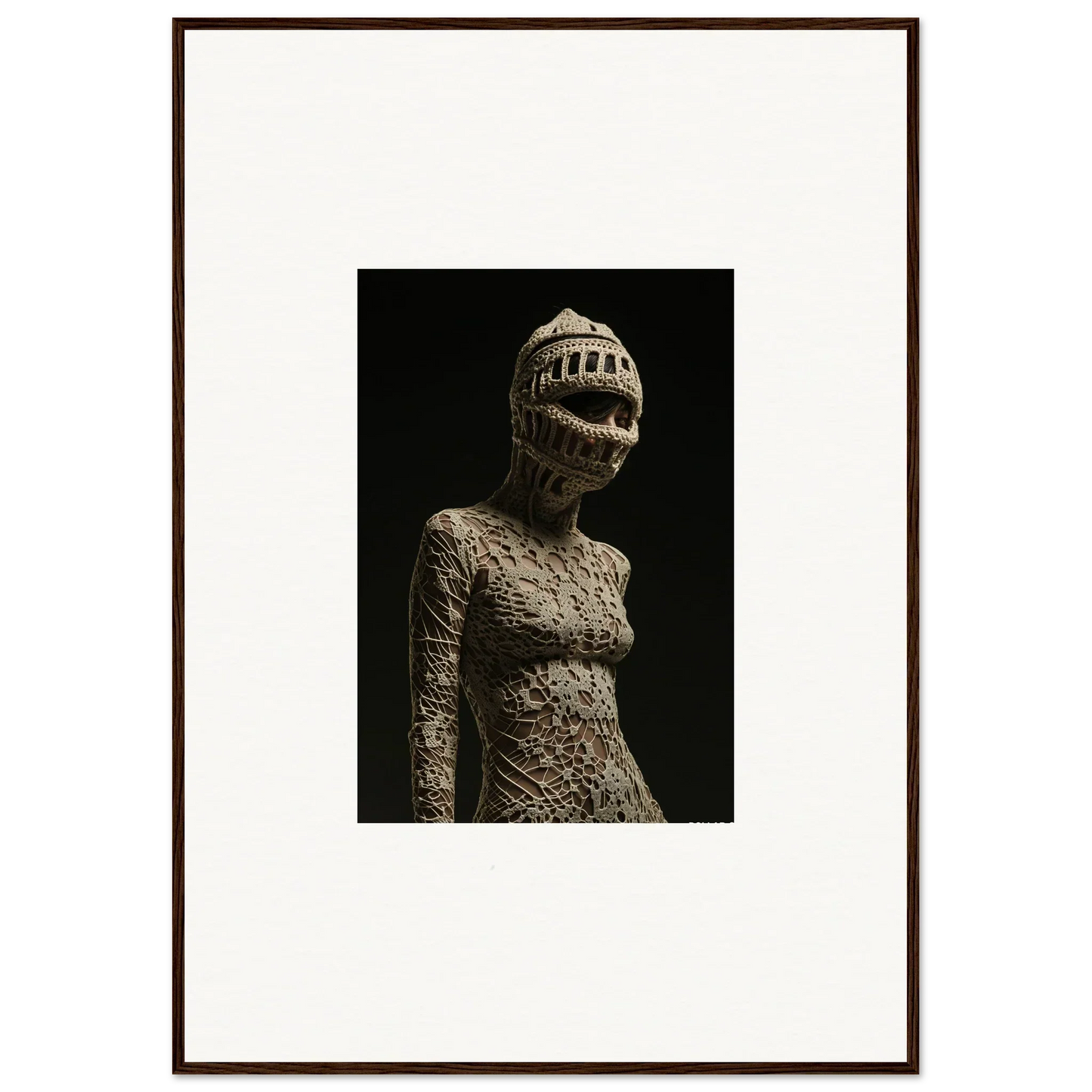 Eerie humanoid sculpture with gaping mouth, perfect for unique room decor or canvas prints