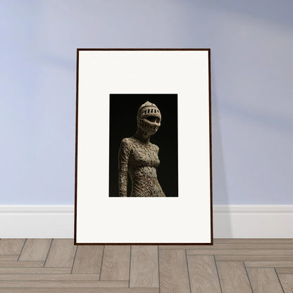 Surreal framed wall art featuring a figure with a tooth-filled mouth for creative room decor